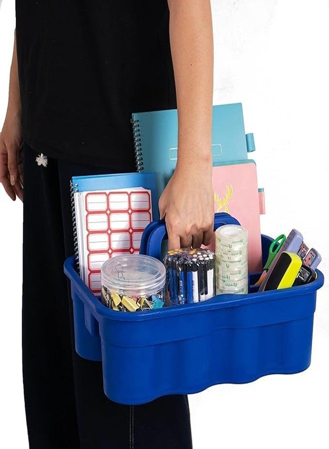 AMIGOS STORE™ 2-Compartment Industrial Caddy Basket - Durable Blue Utility Organizer with Handle for Cleaning Tools, Bathrooms, and Floors-blue - Image 1